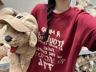 Kitsch Lettering Round Neck T-shirt