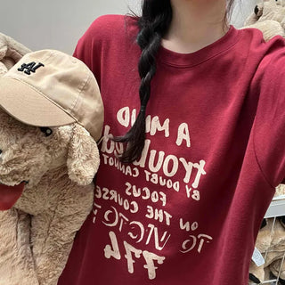 Kitsch Lettering Round Neck T-shirt
