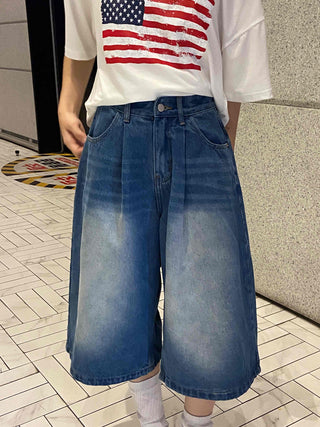 Eunice A-Line Washed Denim Bermuda Shorts
