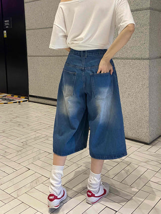 Eunice A-Line Washed Denim Bermuda Shorts