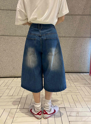Eunice A-Line Washed Denim Bermuda Shorts