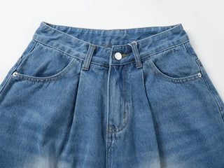 Eunice A-Line Washed Denim Bermuda Shorts