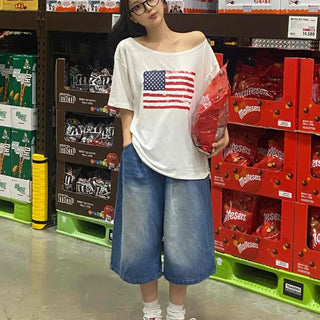 Eunice A-Line Washed Denim Bermuda Shorts