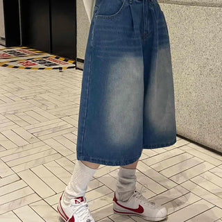Eunice A-Line Washed Denim Bermuda Shorts