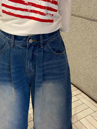 Eunice A-Line Washed Denim Bermuda Shorts