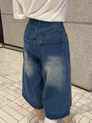 Eunice A-Line Washed Denim Bermuda Shorts