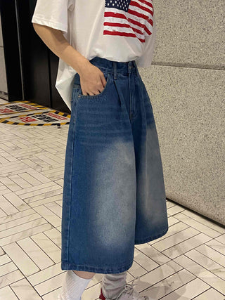 Eunice A-Line Washed Denim Bermuda Shorts