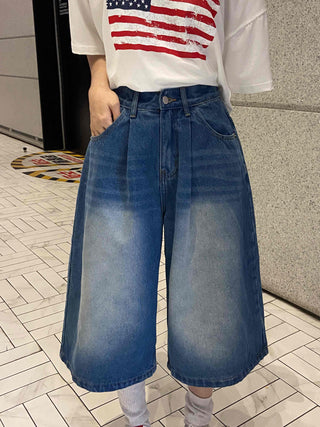 Eunice A-Line Washed Denim Bermuda Shorts