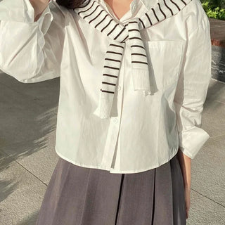 Plain Cotton Shirt for Daily Campus Look