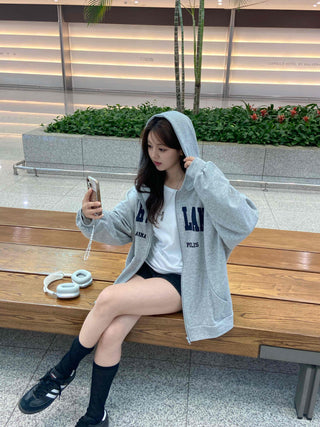 Casual Unisex Cotton Oversized Zip-up