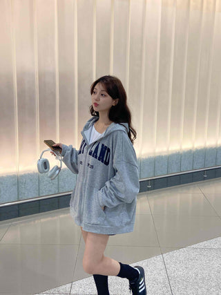 Casual Unisex Cotton Oversized Zip-up