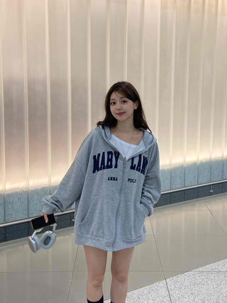 Casual Unisex Cotton Oversized Zip-up