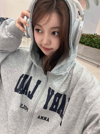 Casual Unisex Cotton Oversized Zip-up