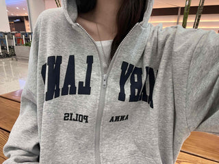 Casual Unisex Cotton Oversized Zip-up