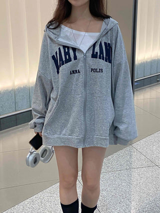 Casual Unisex Cotton Oversized Zip-up