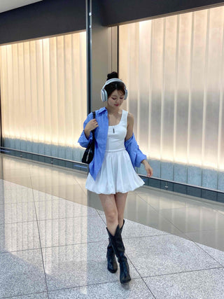 Simple Balloon Fit Basic Mini Dress
