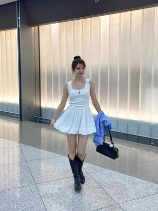 Simple Balloon Fit Basic Mini Dress