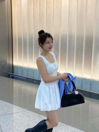 Simple Balloon Fit Basic Mini Dress