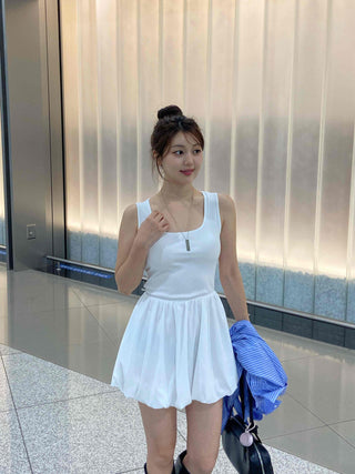 Simple Balloon Fit Basic Mini Dress
