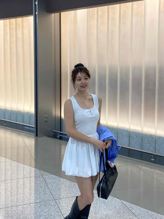Simple Balloon Fit Basic Mini Dress