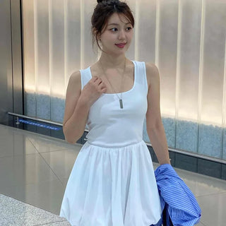 Simple Balloon Fit Basic Mini Dress