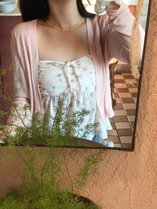 Cherry Blossom Look Rinoa Flower Chiffon Cardigan Bustier Set