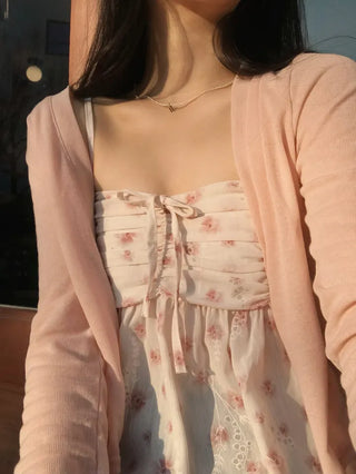 Cherry Blossom Look Rinoa Flower Chiffon Cardigan Bustier Set