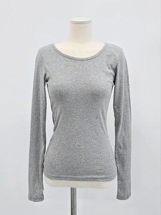 Comfortable Cotton Plain Long Sleeve T-shirt