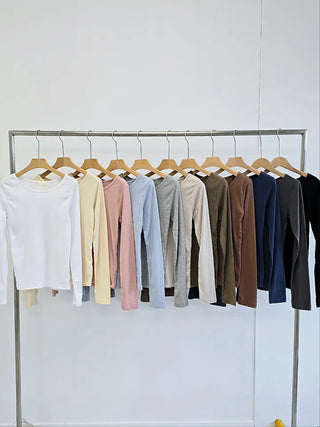 Comfortable Cotton Plain Long Sleeve T-shirt
