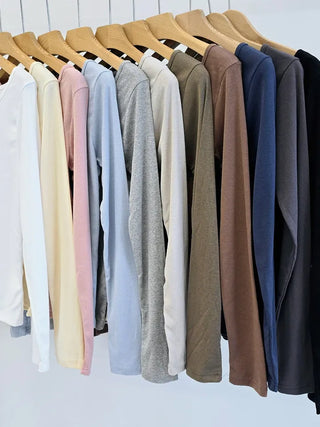 Comfortable Cotton Plain Long Sleeve T-shirt