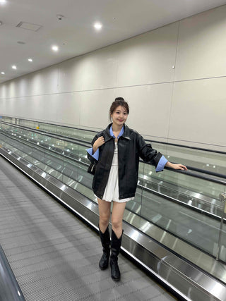 Urban Oversized Plain Shirt Collar Jacket
