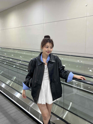 Urban Oversized Plain Shirt Collar Jacket