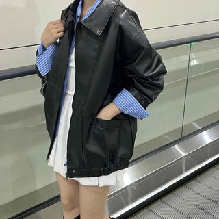 Urban Oversized Plain Shirt Collar Jacket