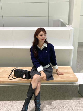 Simple Wedding Guest Look V-Neck Cardigan