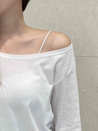 Basic Off-Shoulder Plain Long-Sleeve T-Shirt