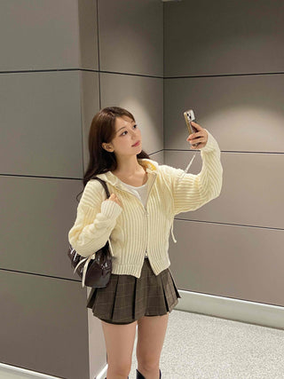 Cable Knit Crop Spring/Autumn Zip-Up Hoodie