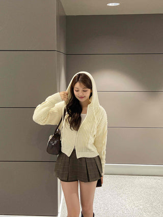 Cable Knit Crop Spring/Autumn Zip-Up Hoodie