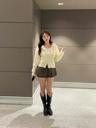 Cable Knit Crop Spring/Autumn Zip-Up Hoodie
