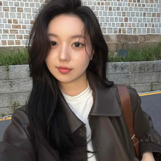 Two-way Shirt Collar Crop Leather Jacket