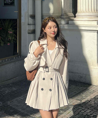 Muse Pleated Trench Mini Dress