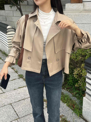 Natural Tailored Collar Short Trench Coat