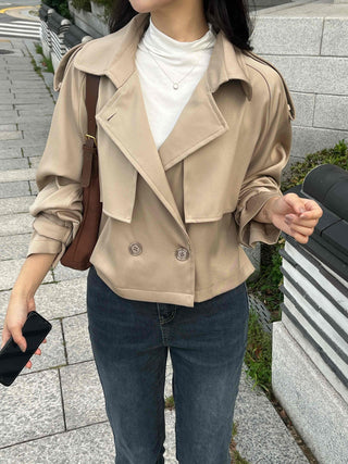Natural Tailored Collar Short Trench Coat