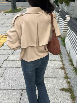 Natural Tailored Collar Short Trench Coat