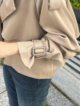 Natural Tailored Collar Short Trench Coat
