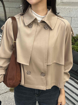 Natural Tailored Collar Short Trench Coat