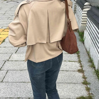 Natural Tailored Collar Short Trench Coat