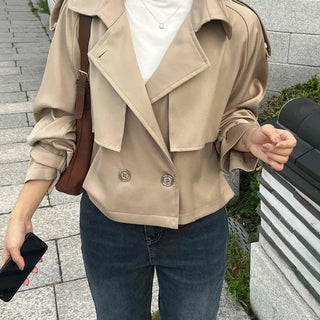 Natural Tailored Collar Short Trench Coat