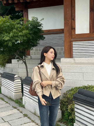 Natural Tailored Collar Short Trench Coat