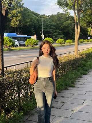 Effortless Chic Turtleneck Cap Sleeve T-shirt
