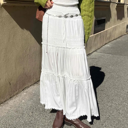 Classic Frill Smoke Tiered Long Skirt